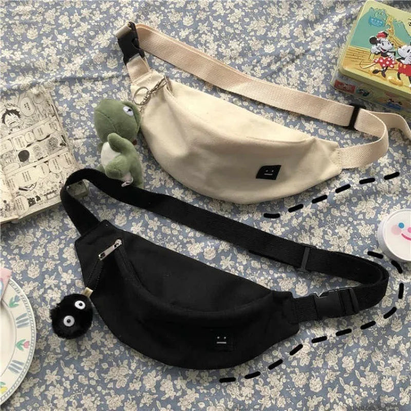 Women's Canvas Chest Bag Jogging Fanny Pack Girls Wallet Messenger Bags