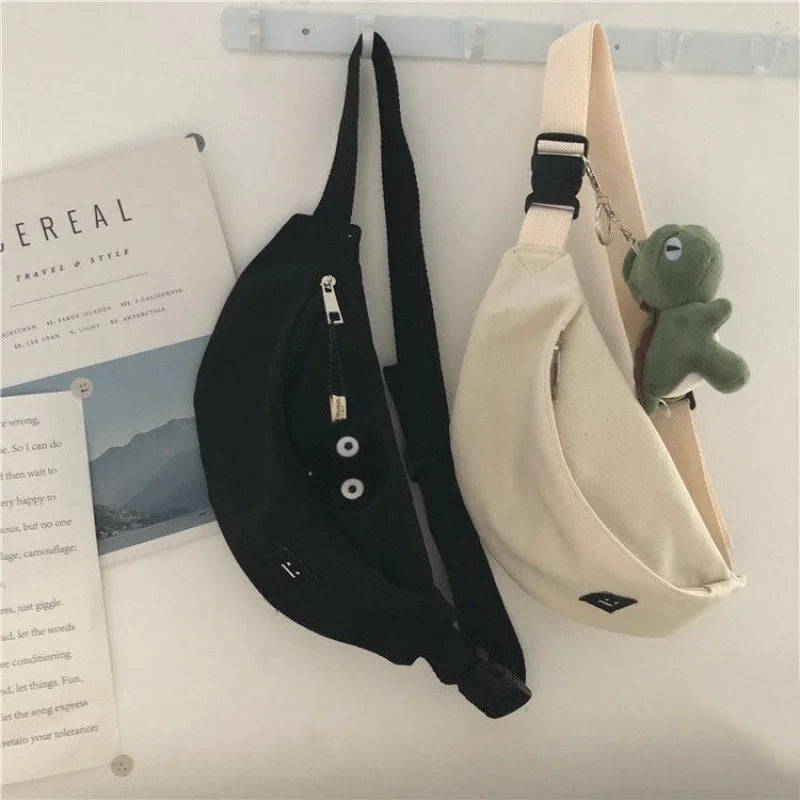 Women's Canvas Chest Bag Jogging Fanny Pack Girls Wallet Messenger Bags