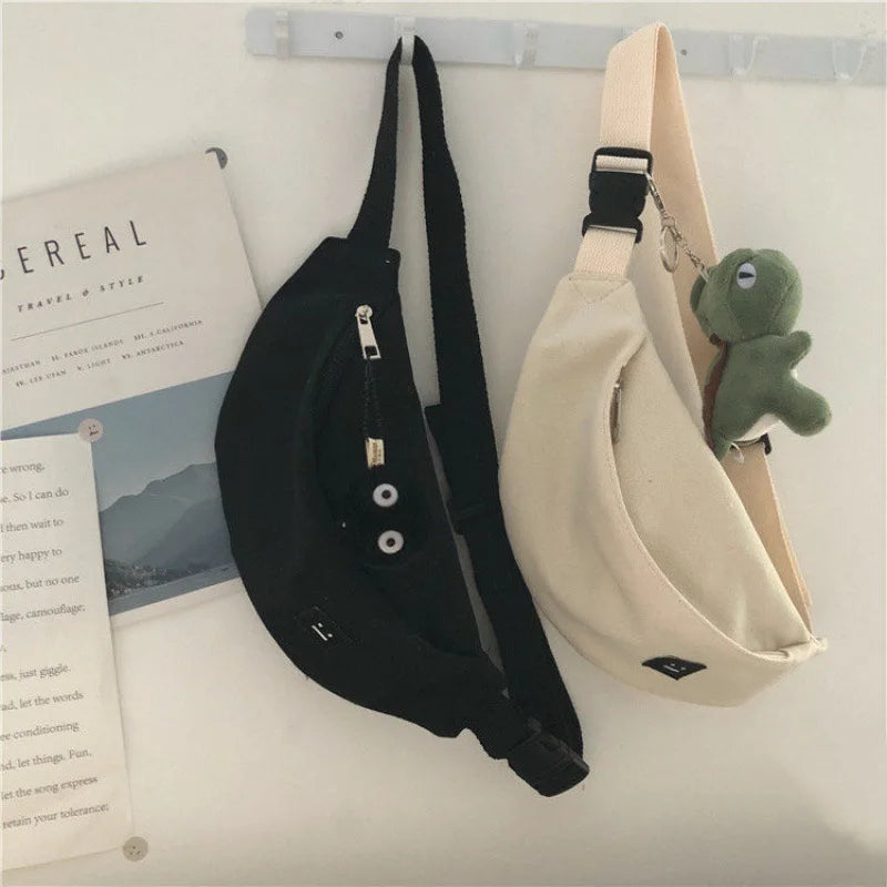 Women's Canvas Chest Bag Jogging Fanny Pack Girls Wallet Messenger Bags