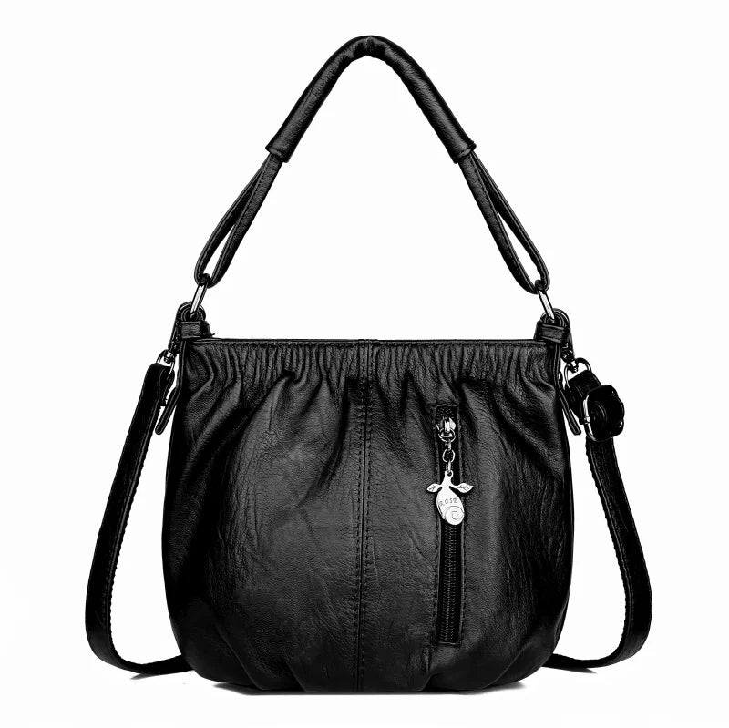 Women's Oil Wax Leather Handbag Tote Bag Wine