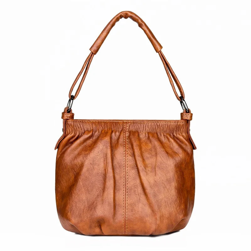 Women's Oil Wax Leather Handbag Tote Bag Wine