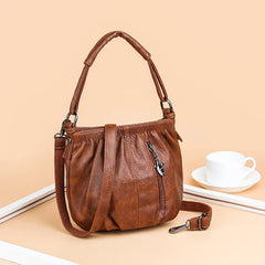 Women's Oil Wax Leather Handbag Tote Bag Wine