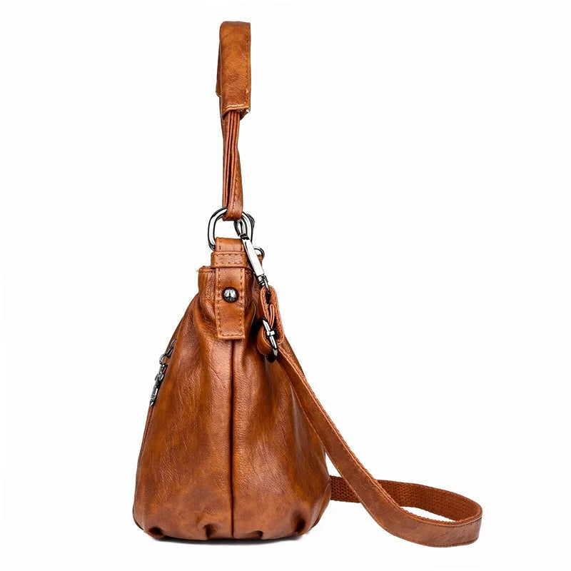 Women's Oil Wax Leather Handbag Tote Bag Wine