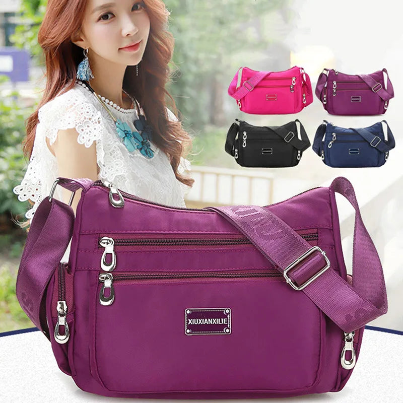 Waterproof Crossbody Shoulder Bag for Women Large Capacity Nylon Handbag