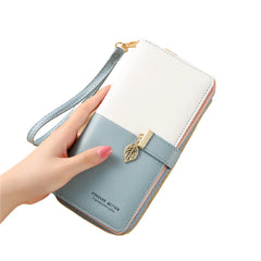 Women's PU Wallet Zipper Purse Mini Handheld Money Pouch with Landyard