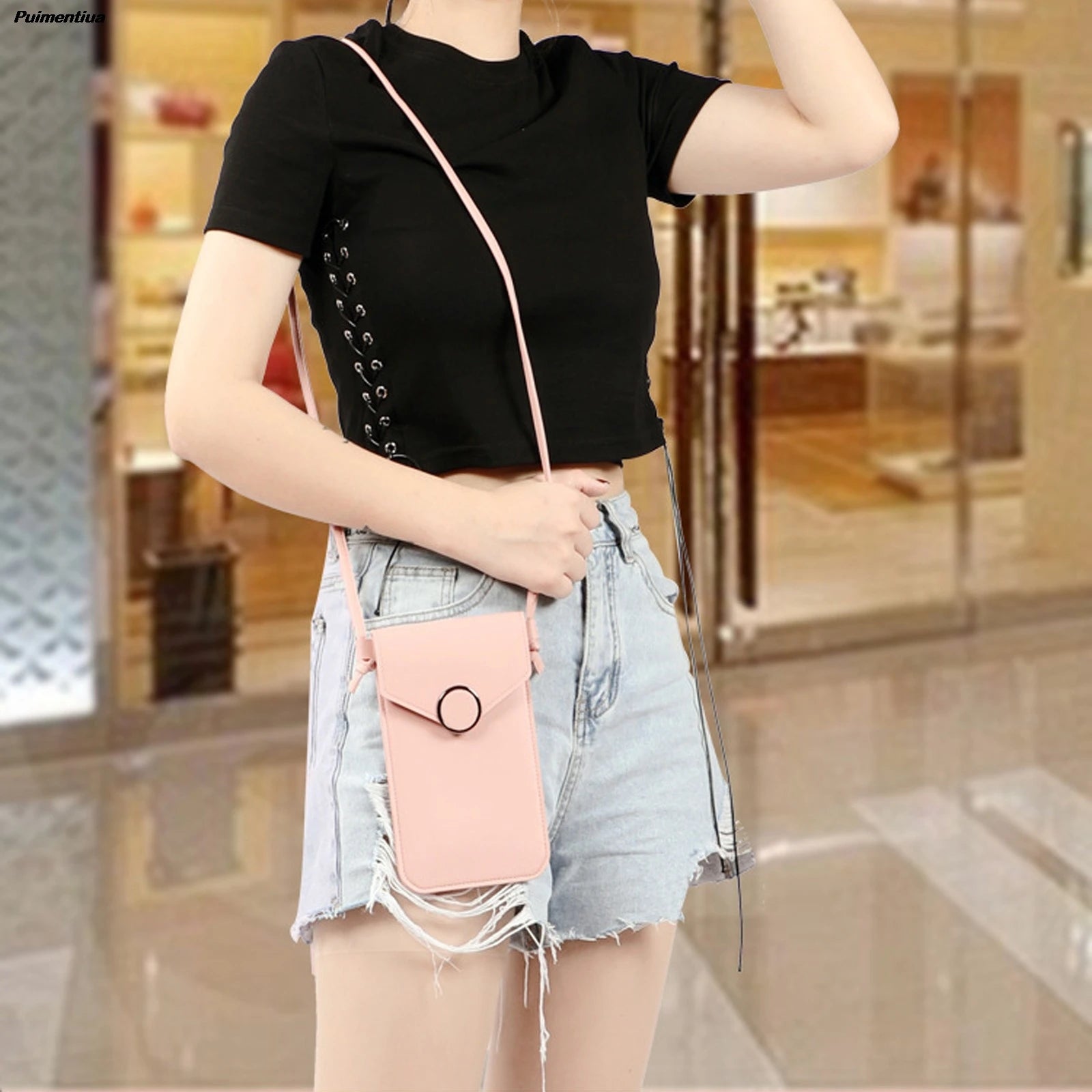 Women's Phone Purse Strap Wallets Smart Phone Shoulder Handbags Leather