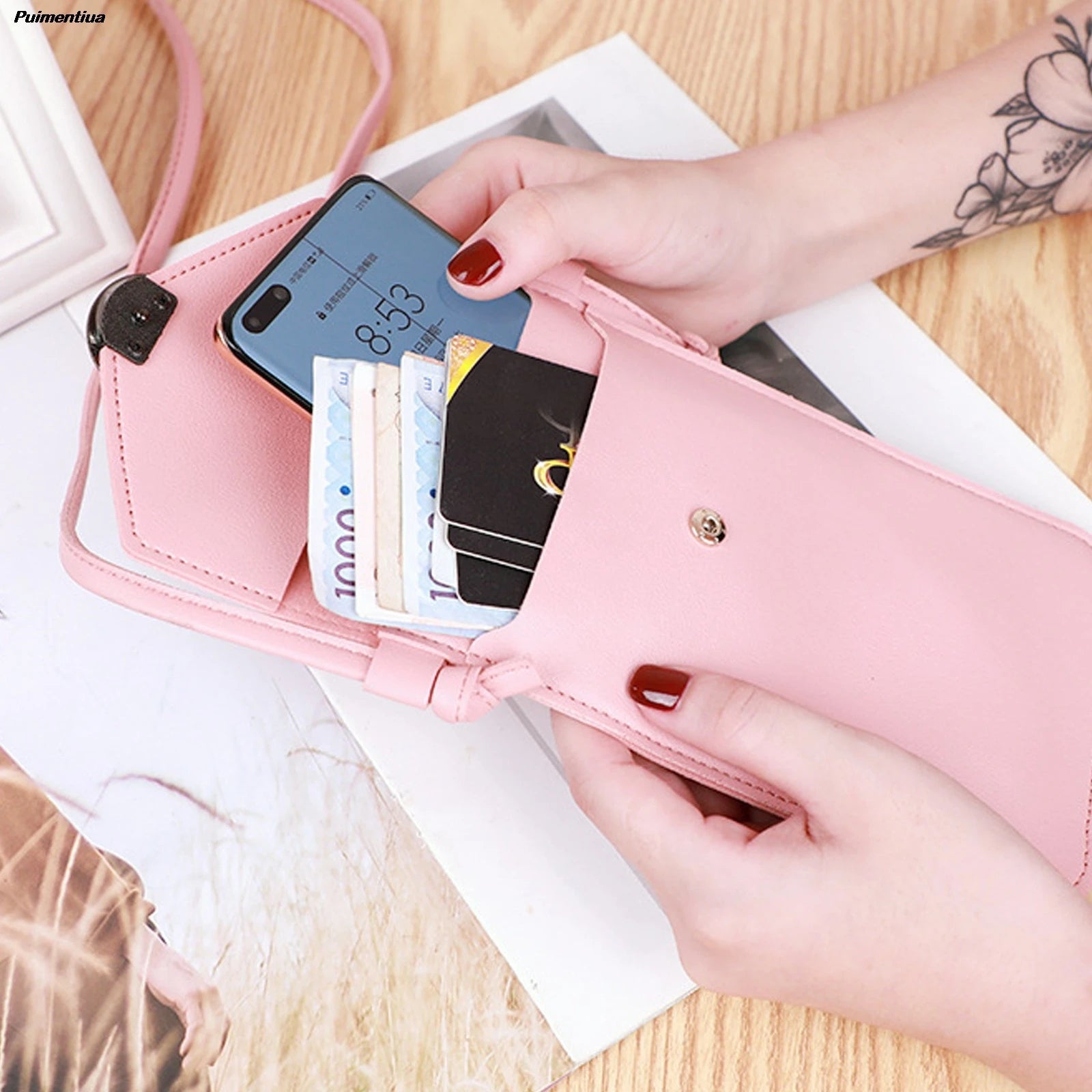 Women's Phone Purse Strap Wallets Smart Phone Shoulder Handbags Leather