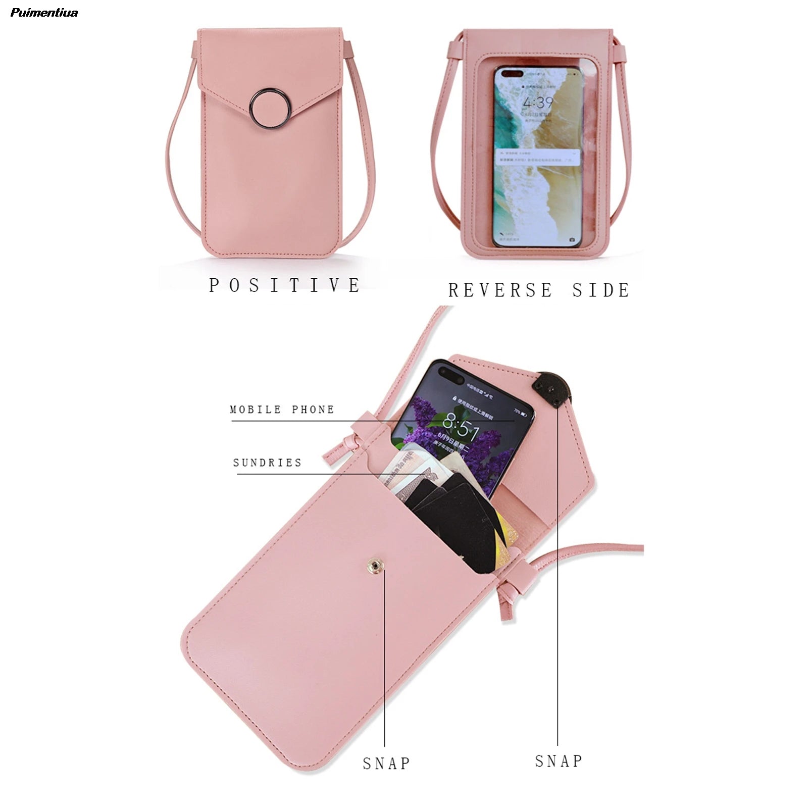Women's Phone Purse Strap Wallets Smart Phone Shoulder Handbags Leather