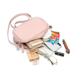 Vintage Pink Leather Messenger Bag Mini Purse Single Shoulder Handb