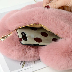 Plush Chain Crossbody Bag Faux Fur Heart Shaped Shoulder Bag Messenger Bags