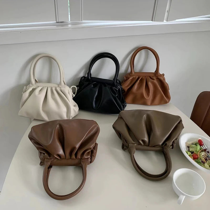 Vintage Lightweight Solid Clip Crossbody Bag for Women