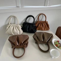 Vintage Lightweight Solid Clip Crossbody Bag for Women
