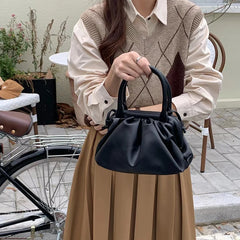 Vintage Lightweight Solid Clip Crossbody Bag for Women