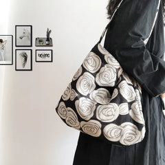 Women's Retro Flower Shoulder Bag 2023 Casual Large Capacity