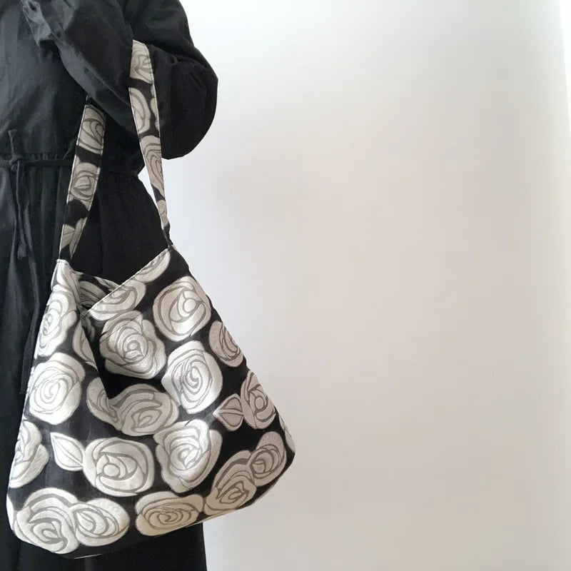 Women's Retro Flower Shoulder Bag 2023 Casual Large Capacity
