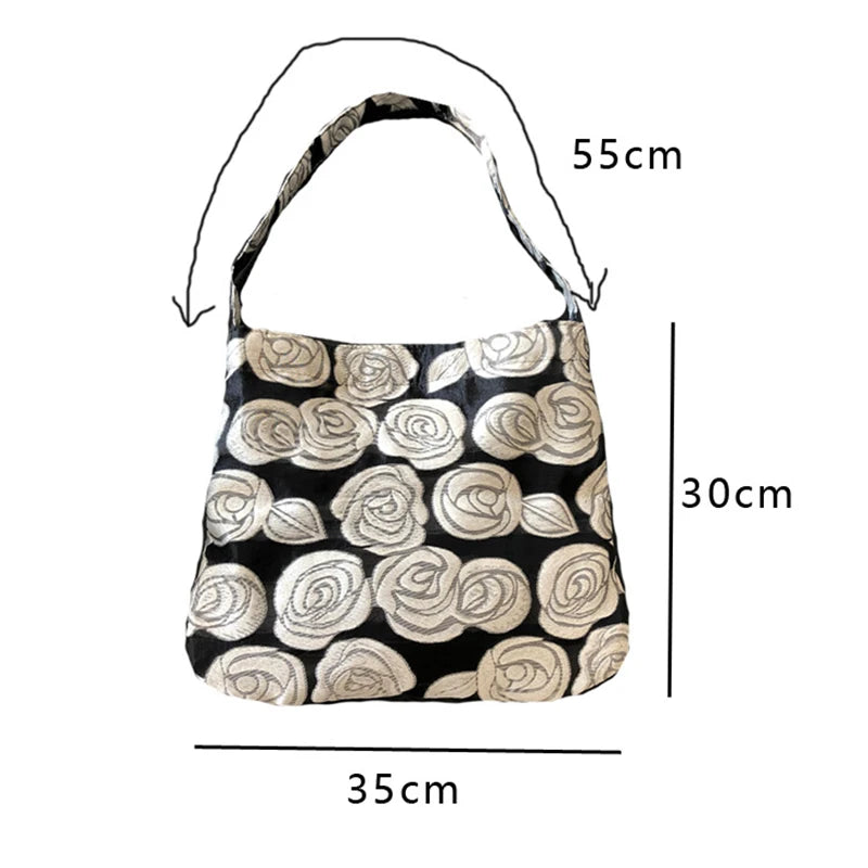Women's Retro Flower Shoulder Bag 2023 Casual Large Capacity
