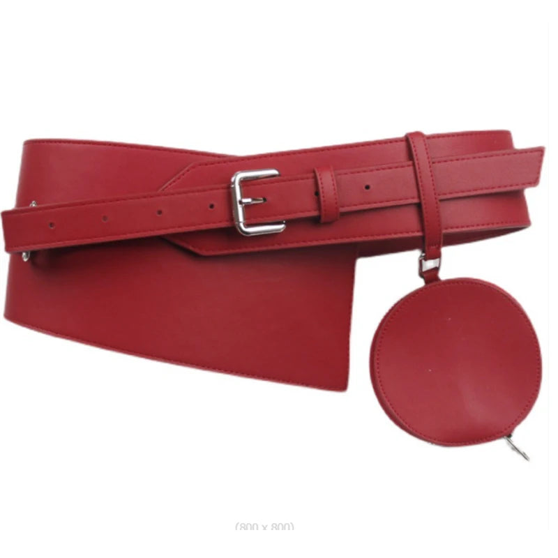 Women's Runway PU Leather Small Round Bag Waistband Belt