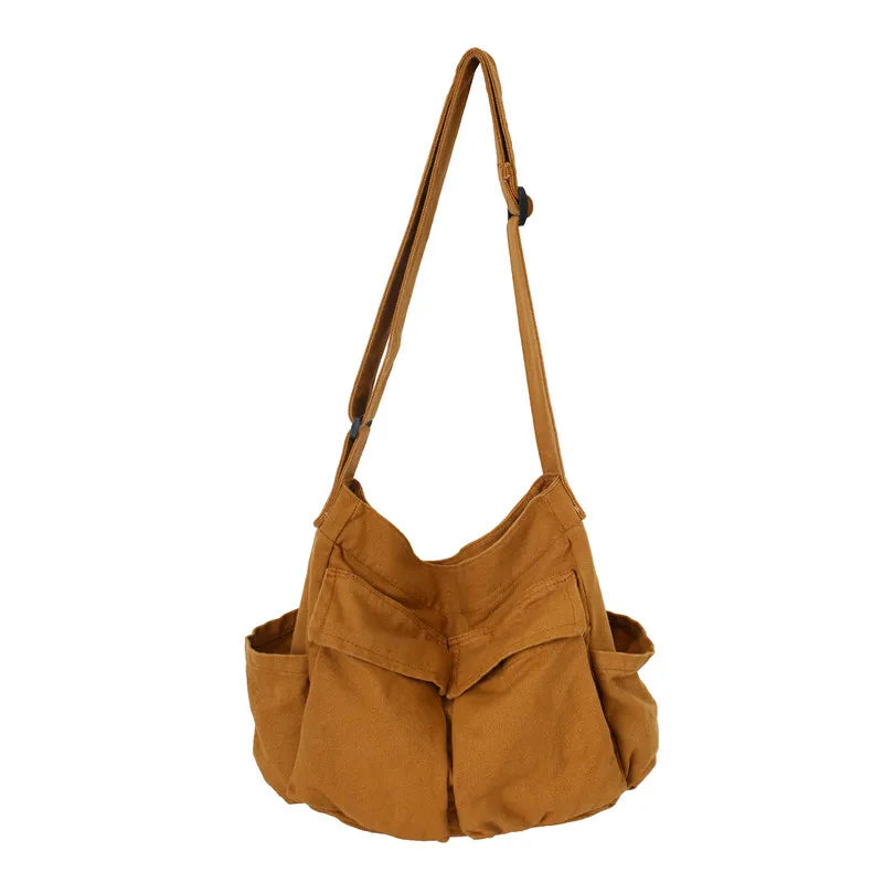 Women's Canvas Messenger Shoulder Bag Large Capacity Casual Handbag