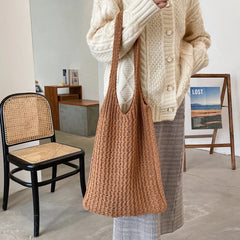 Women's Wool Knitted Shoulder Bag Armpit Bucket Tote Shopper
