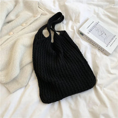 Women's Wool Knitted Shoulder Bag Armpit Bucket Tote Shopper