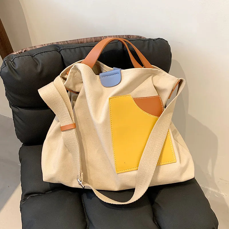 Canvas Shoulder Bag Large Capacity for School and Work