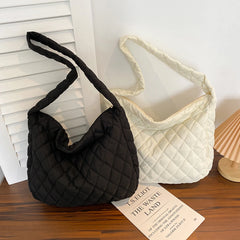 Women's Rhombus Embroidered Shoulder Bag Soft Winter Cloud Quilted S