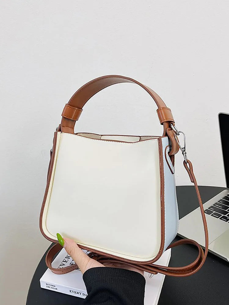 Women's Shoulder Bag Contrast Handbags Top Handle Pu Leather Crossbody Bags