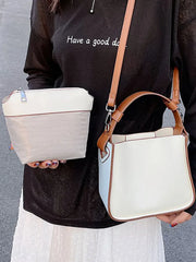 Women's Shoulder Bag Contrast Handbags Top Handle Pu Leather Crossbody Bags