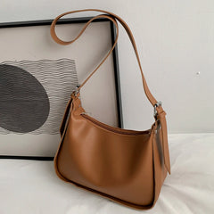 Small Tote Handbags Solid PU Leather Vintage Shoulder Bag Women Shopper Bags