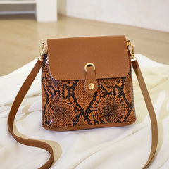 Women's Snake Pattern Bucket Bag Crossbody Bag