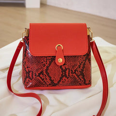 Women's Snake Pattern Bucket Bag Crossbody Bag