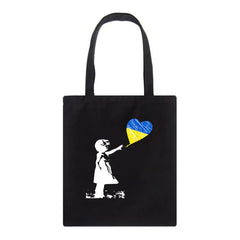 Ukraine Love Graph Print Canvas Shoulder Bag - Large Capacity Ladies Handbag