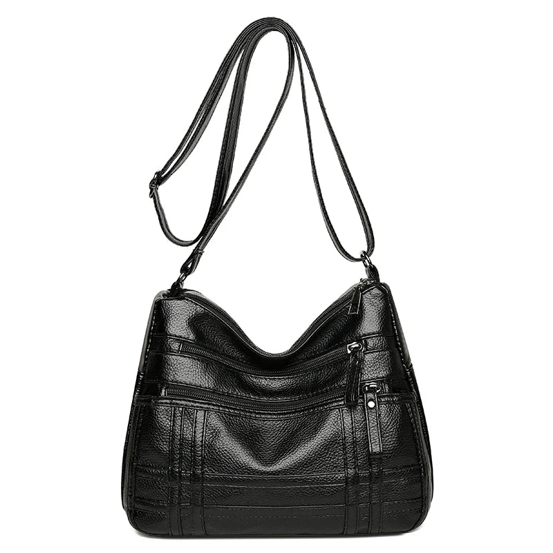 Women's Large Shoulder Bag Soft Leather Messenger Lady Red