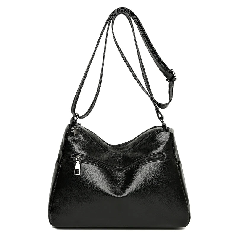 Women's Large Shoulder Bag Soft Leather Messenger Lady Red