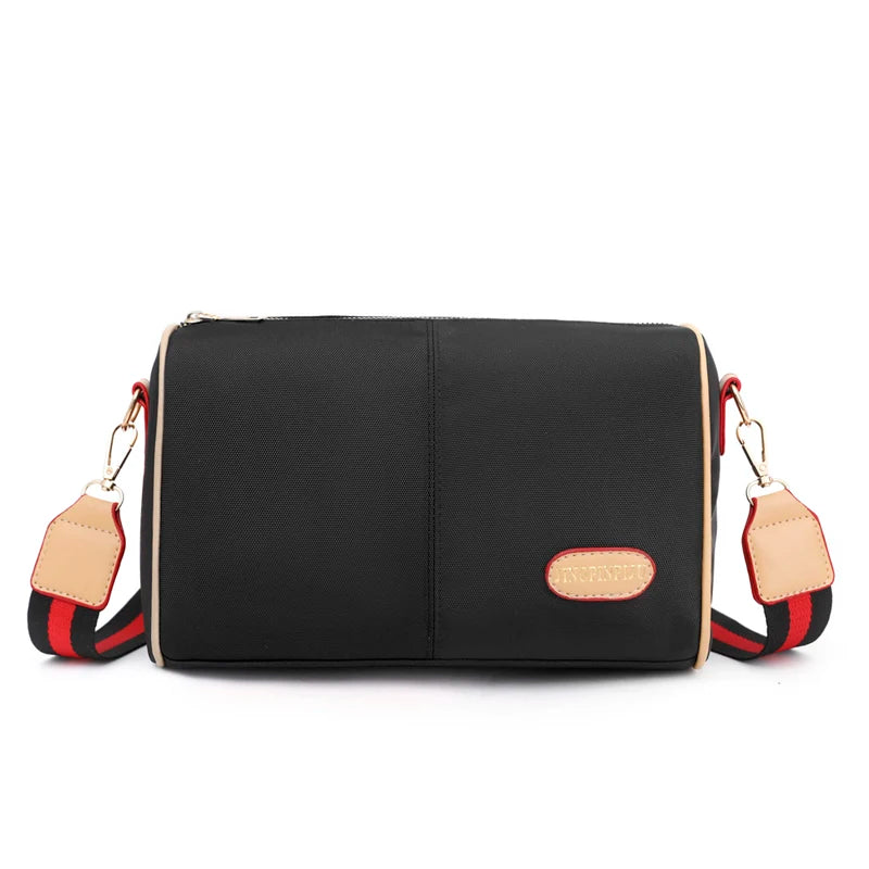Women's Nylon Shoulder Handbag Wide Messenger Wallet Satchel Bag