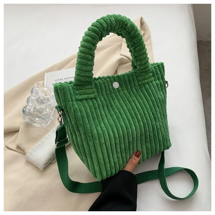 Corduroy Crossbody Bag Small Tote Handbag for Women