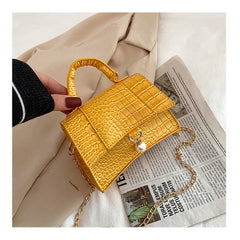 Women's Sloping Bag PU Leather Stone Patterned Small Square Bag