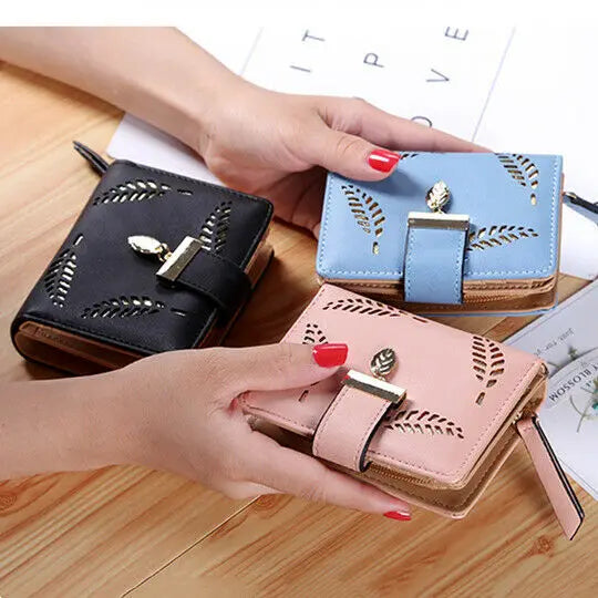 Women's Small Leather Wallet Purse Compact Mini Purse