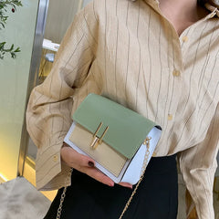 Women's Small Square Bag PU Leather Shoulder Bag with Chain