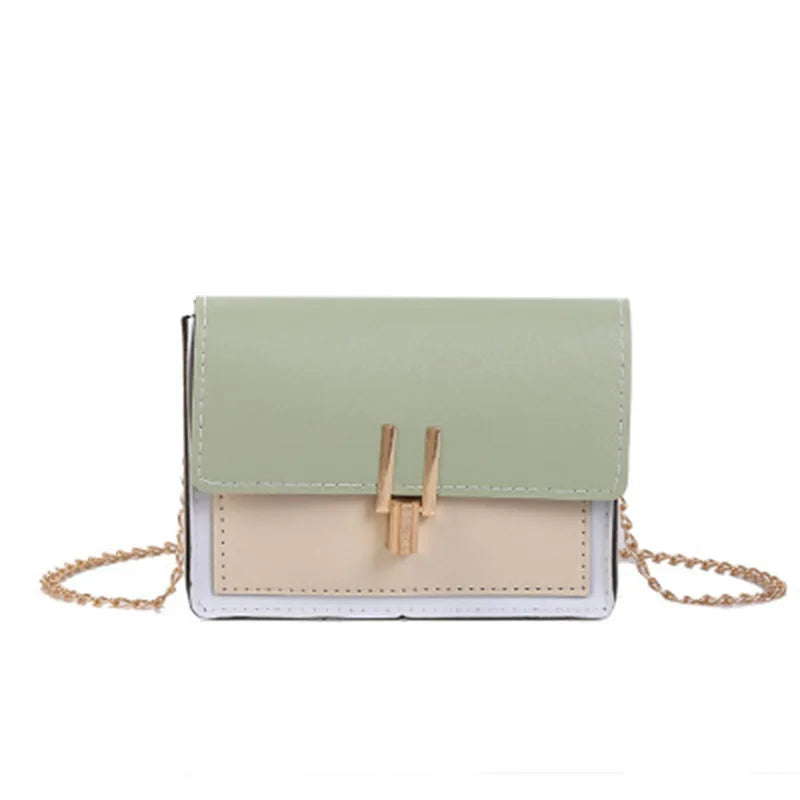 Women's Small Square Bag PU Leather Shoulder Bag with Chain