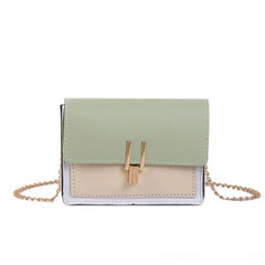 Women's Small Square Bag PU Leather Shoulder Bag with Chain