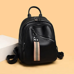 Women's Solid Pu Backpack Student Personalized Soft Leather