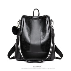 Women's Solid PU Leather Backpack Large Capacity Mochilas Para Mujer