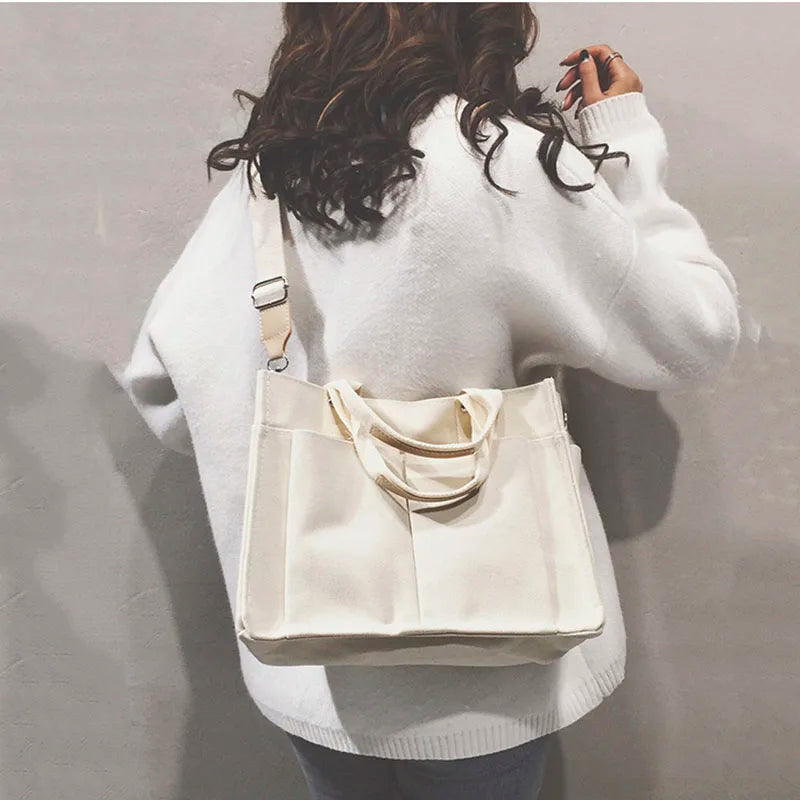 Canvas Tote Bag Large Capacity Shopping Crossbody Shoulder Handbag