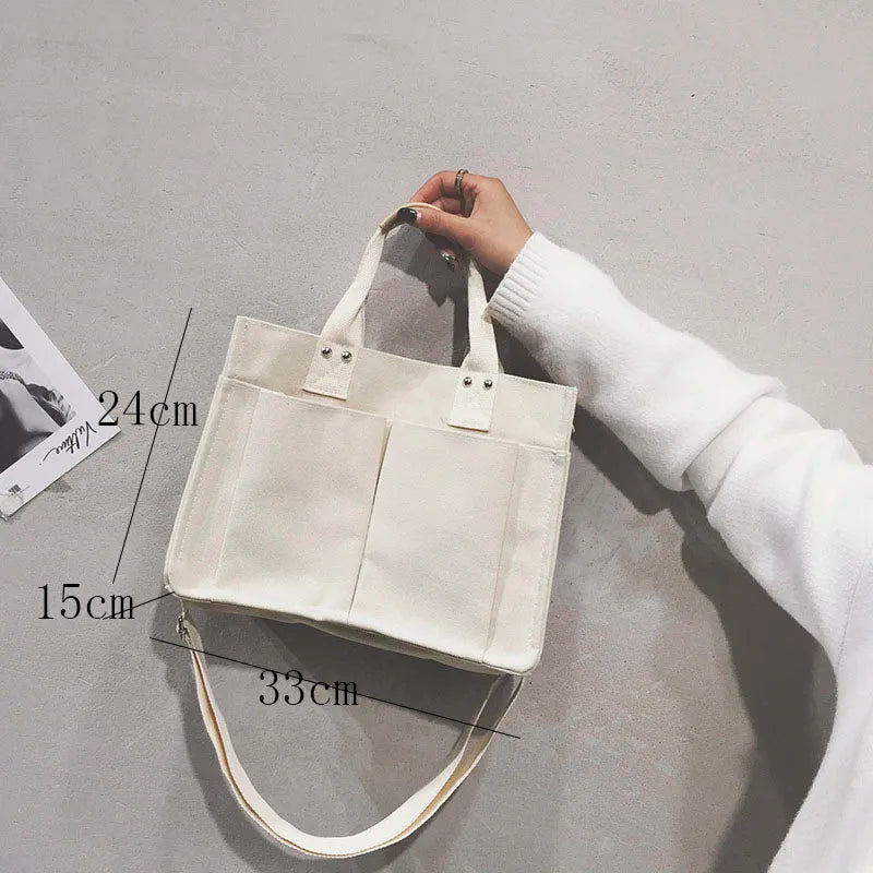 Canvas Tote Bag Large Capacity Shopping Crossbody Shoulder Handbag