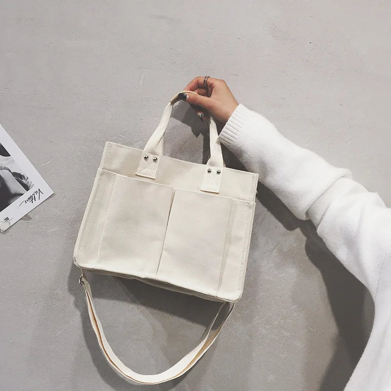 Canvas Tote Bag Large Capacity Shopping Crossbody Shoulder Handbag