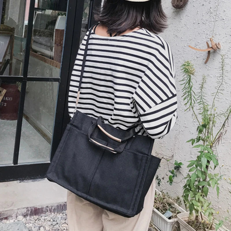 Canvas Tote Bag Large Capacity Shoulder Shopper Handbag