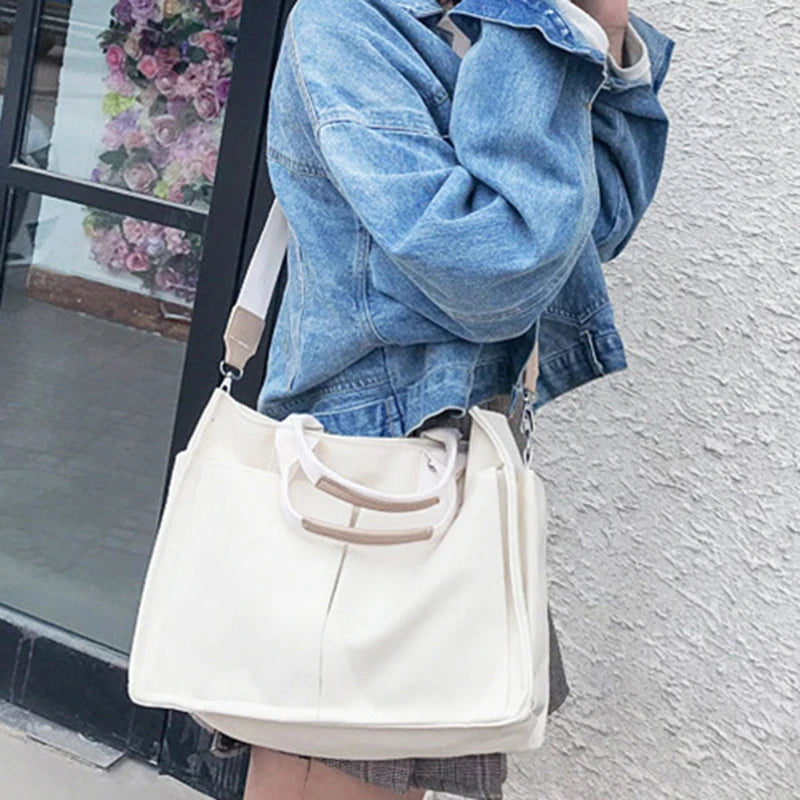 Canvas Tote Bag Large Capacity Shoulder Shopper Handbag