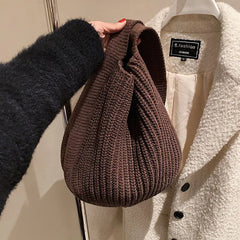Women's Knit Tote Bag Shoulder Handbag Large Capacity Autumn Winter