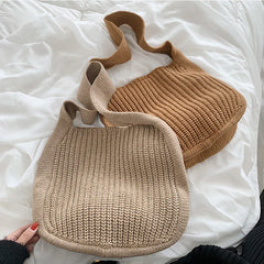Women's Tote Bag Shoulder Handbags Autumn Winter Knitting Shopper Bags